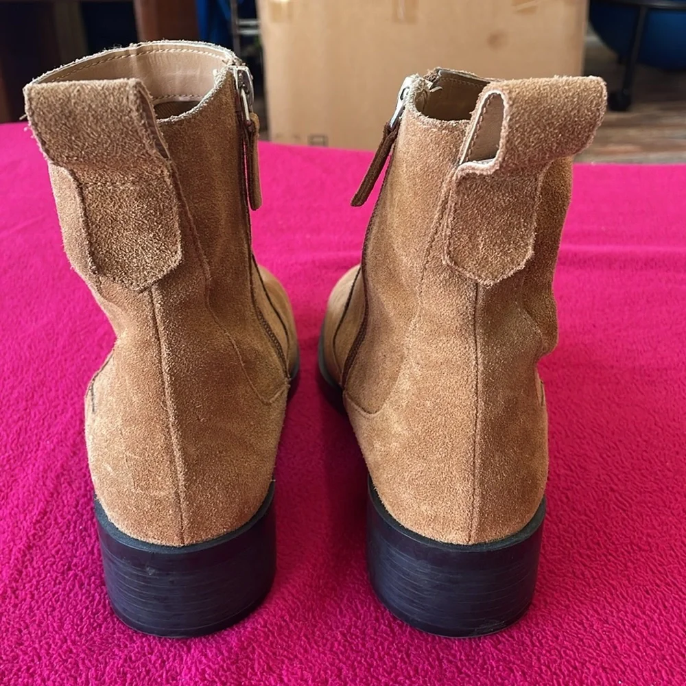 Zara casual style block heels ankle boots -tan colored size EU 38/7 1/2 US - Picture 2 of 16